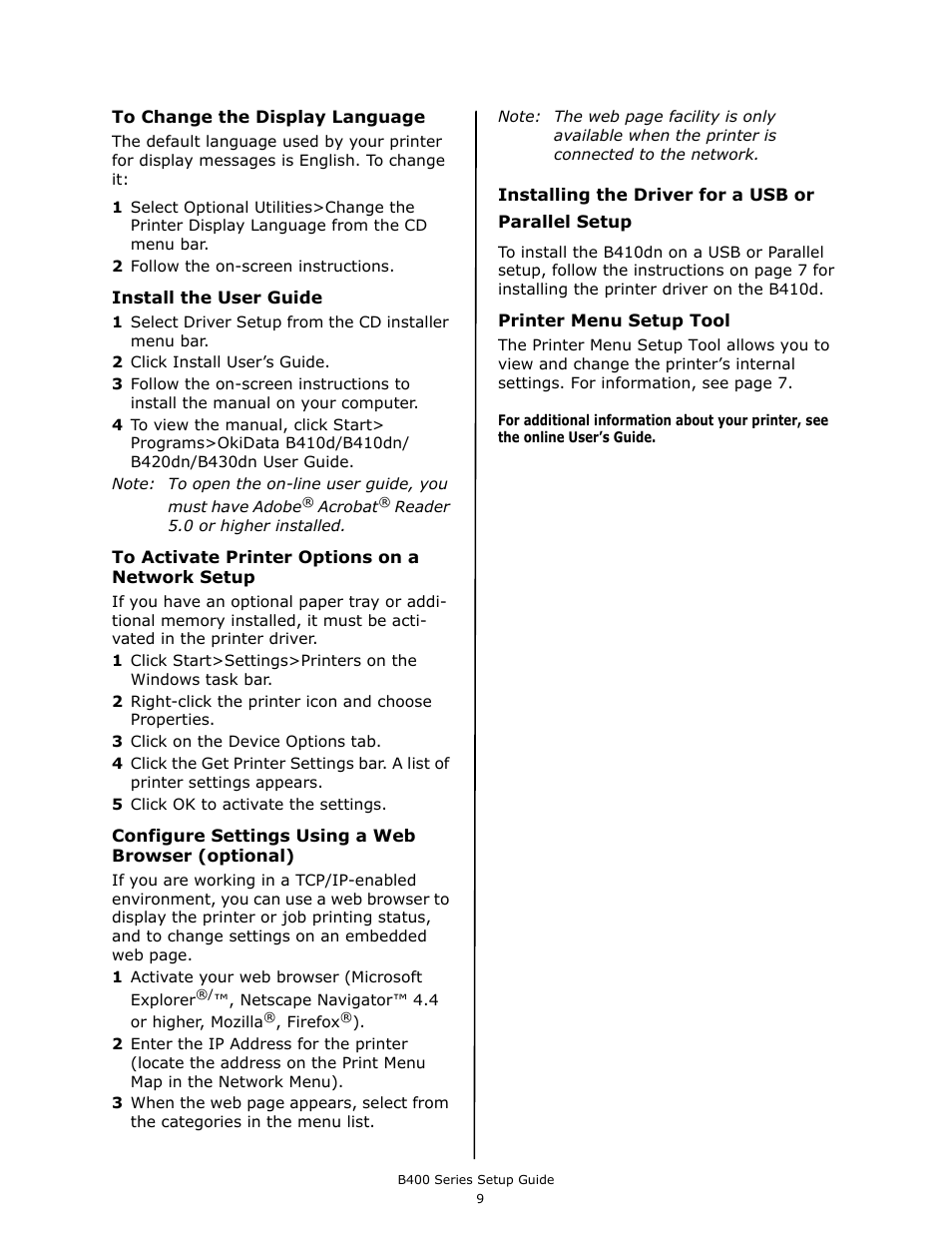 Oki B430DN User Manual | Page 9 / 48