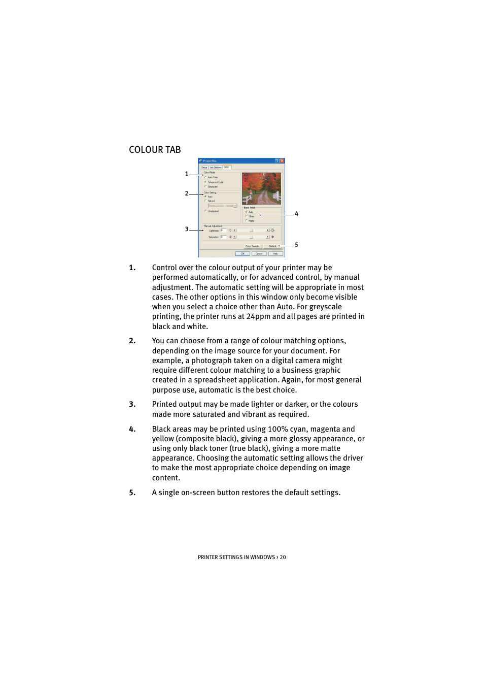 Colour tab | Oki C 5200n User Manual | Page 20 / 82