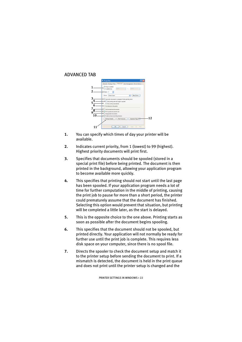 Advanced tab | Oki C 5200n User Manual | Page 22 / 82