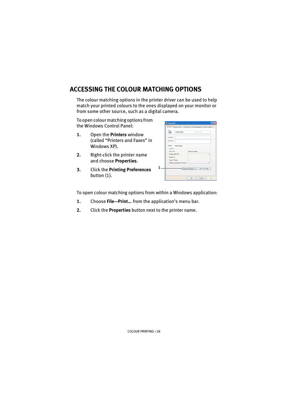 Accessing the colour matching options | Oki C 5200n User Manual | Page 28 / 82