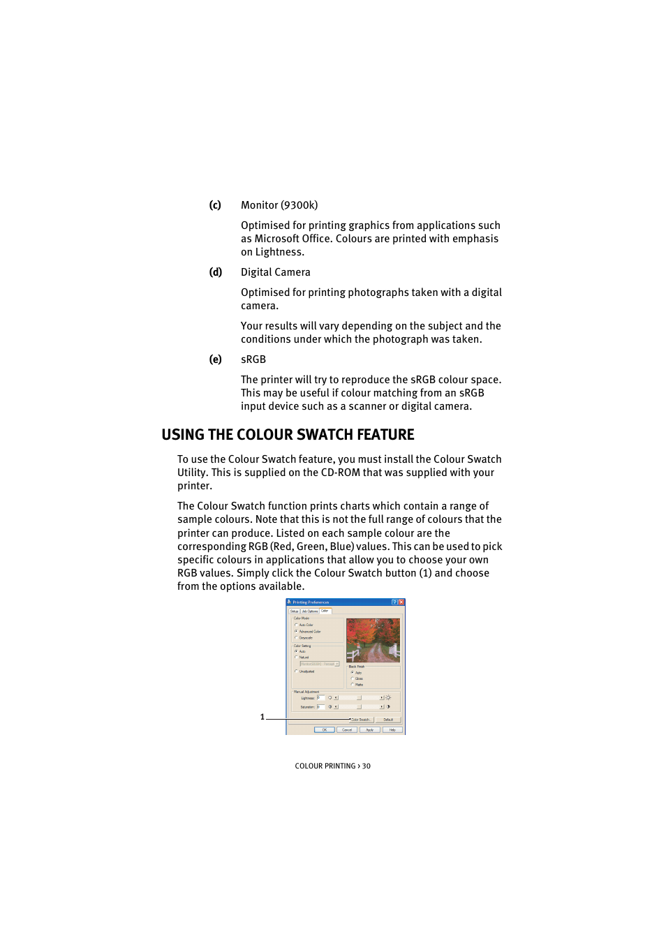 Using the colour swatch feature | Oki C 5200n User Manual | Page 30 / 82