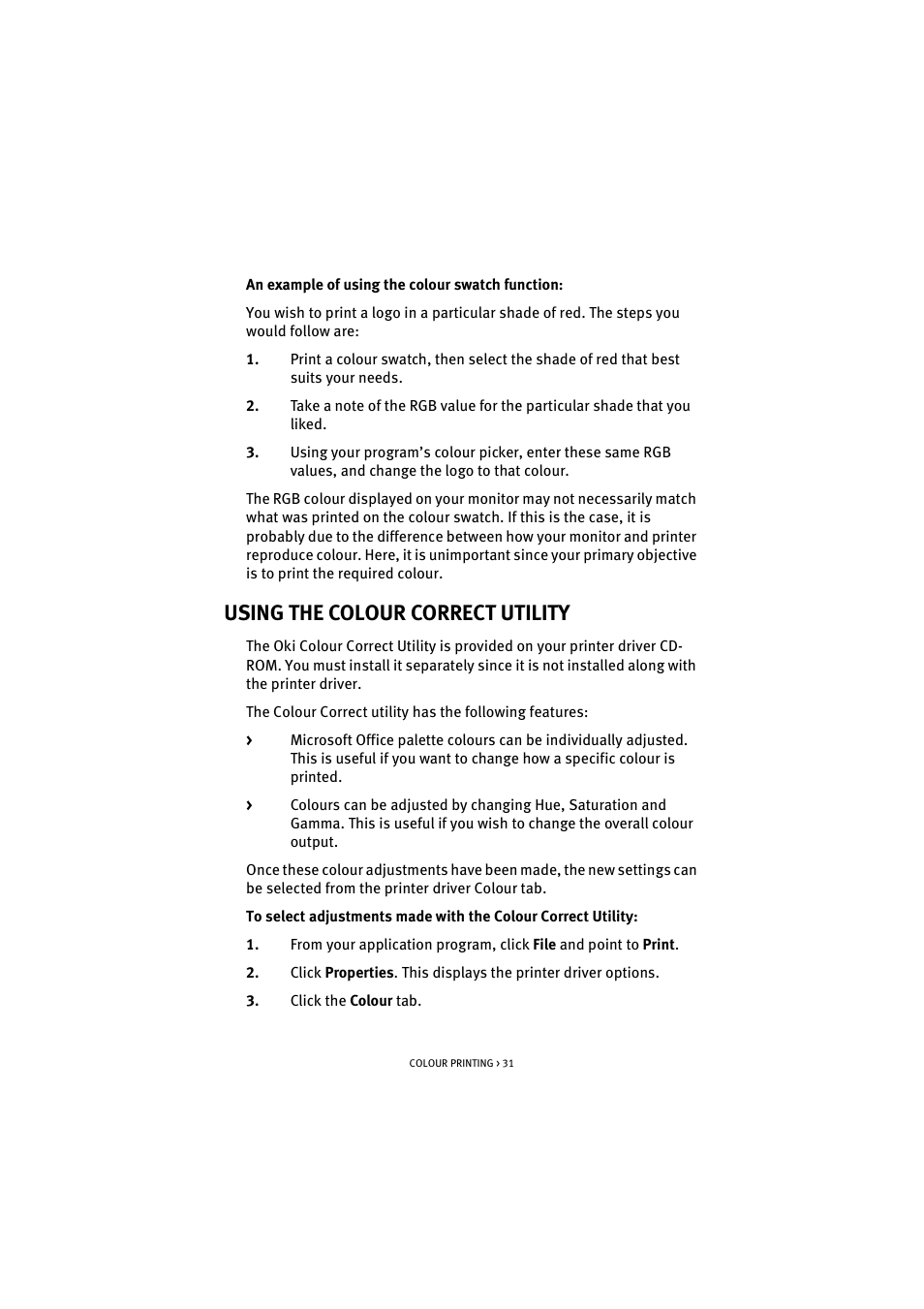 Using the colour correct utility | Oki C 5200n User Manual | Page 31 / 82