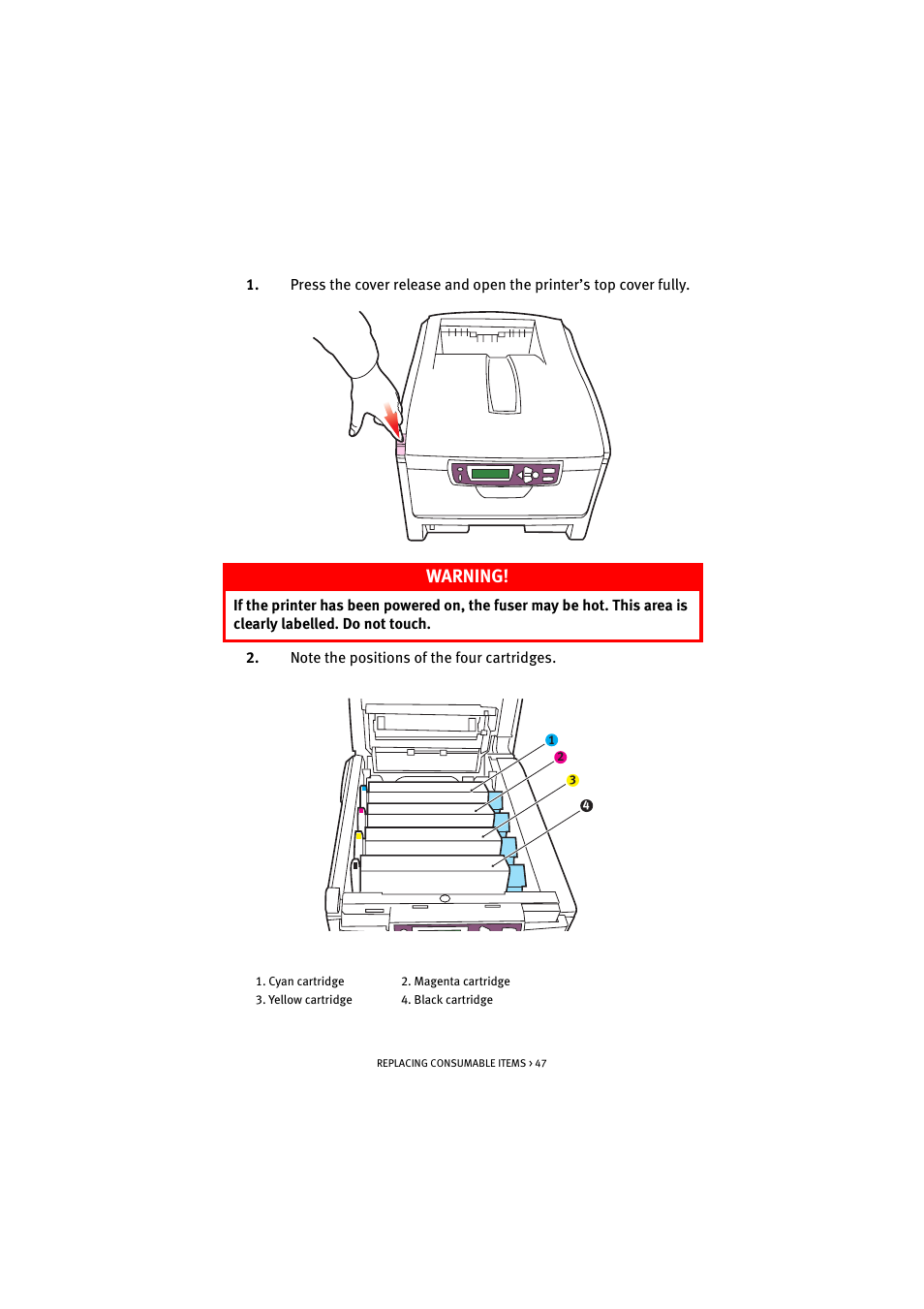 Warning | Oki C 5200n User Manual | Page 47 / 82