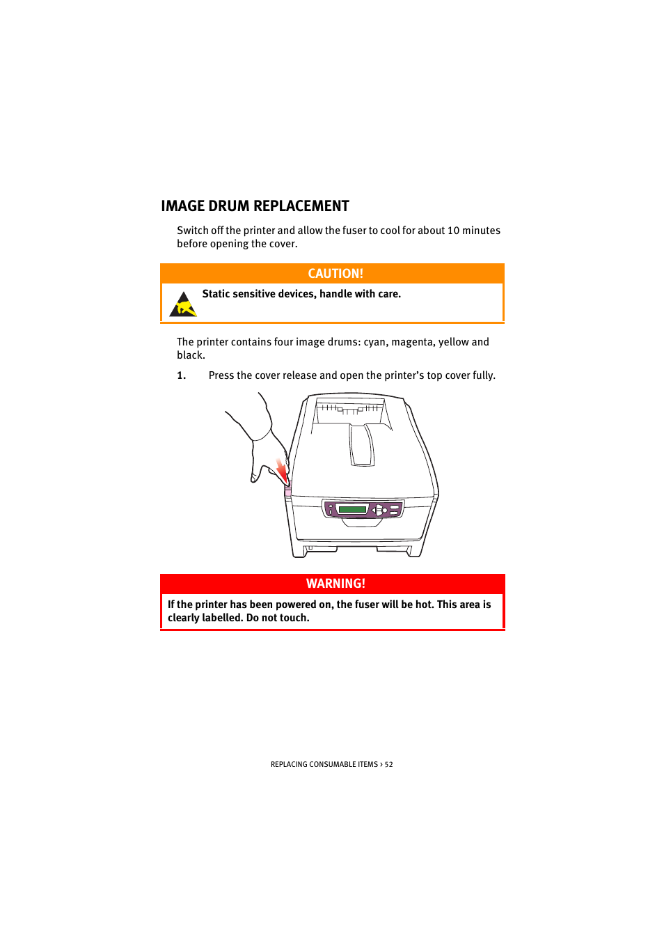 Image drum replacement | Oki C 5200n User Manual | Page 52 / 82