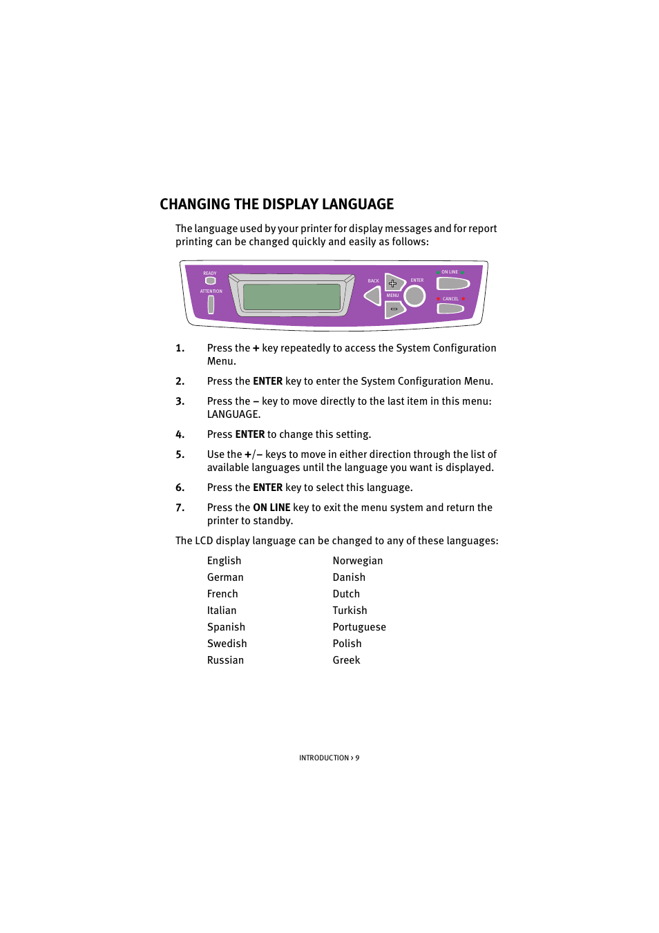 Changing the display language | Oki C 5200n User Manual | Page 9 / 82