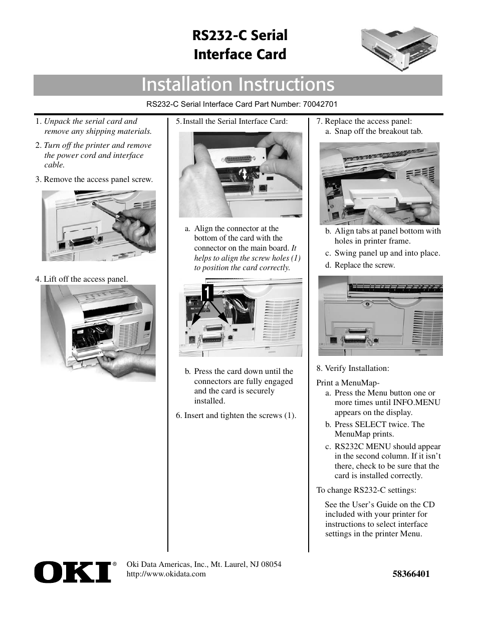 Oki RS232-C User Manual | 1 page