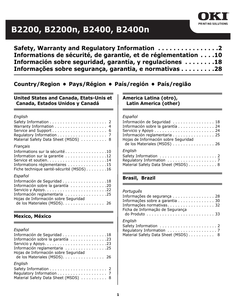 Oki PRINTING SOLUTION B2400N User Manual | 36 pages