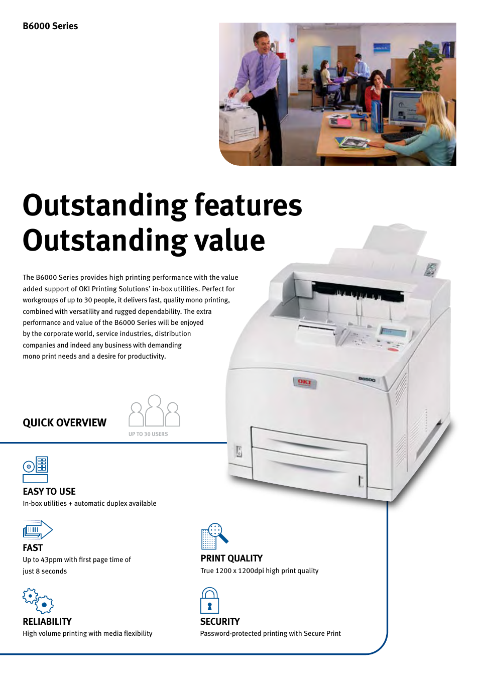 Outstanding features outstanding value | Oki B6000 Series User Manual | Page 2 / 8
