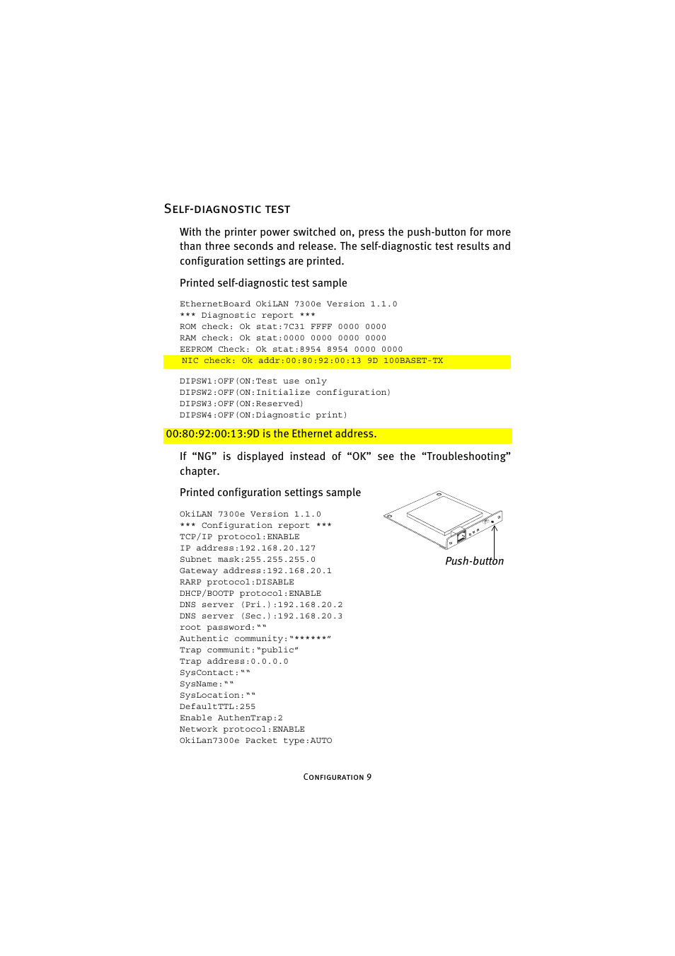 Self-diagnostic test | Oki 7300e User Manual | Page 10 / 141