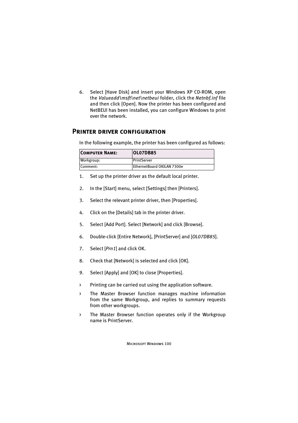 Printer driver configuration | Oki 7300e User Manual | Page 101 / 141