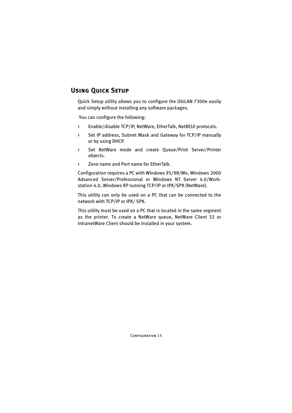 Using quick setup | Oki 7300e User Manual | Page 16 / 141