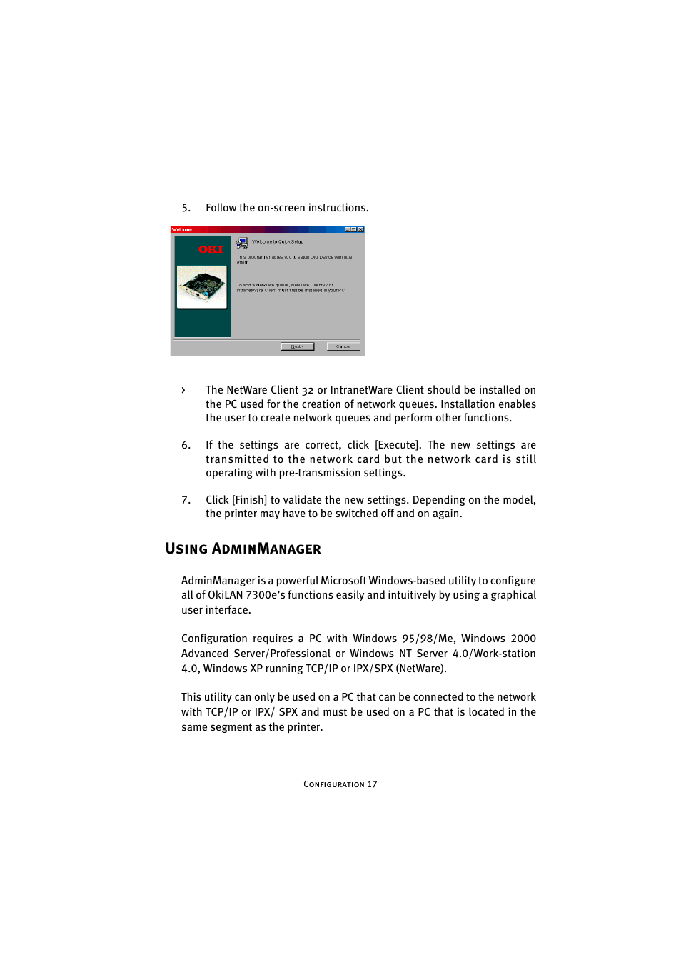 Using adminmanager | Oki 7300e User Manual | Page 18 / 141