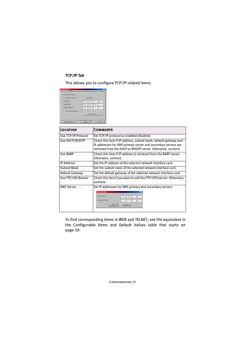 Tcp/ip tab | Oki 7300e User Manual | Page 24 / 141