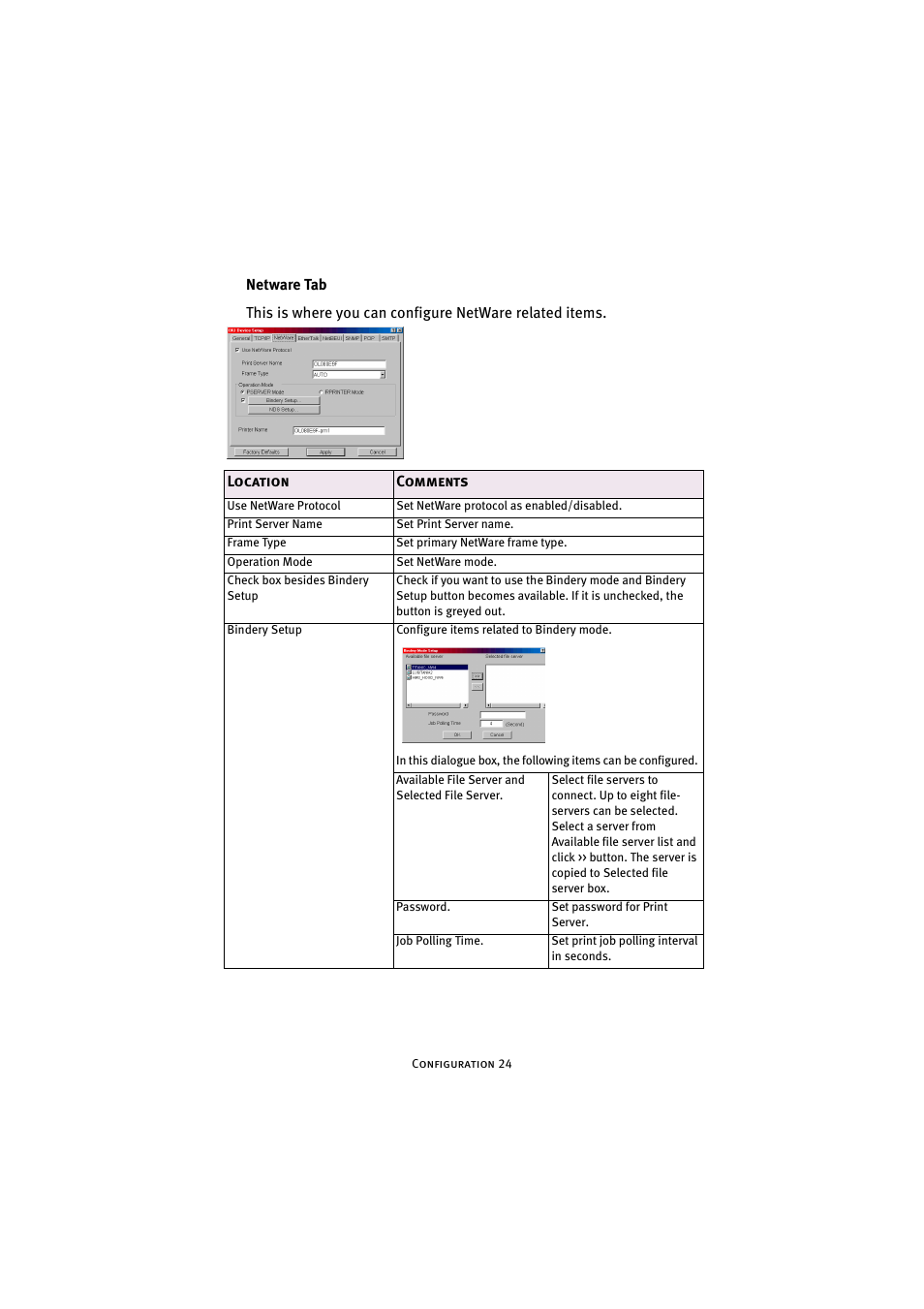 Netware tab | Oki 7300e User Manual | Page 25 / 141