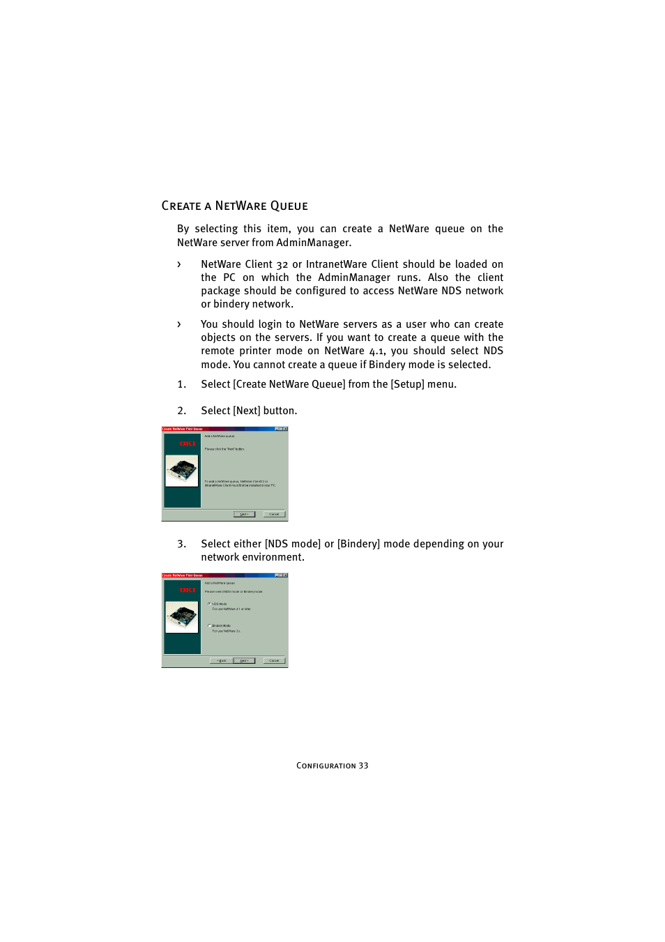 Create a netware queue | Oki 7300e User Manual | Page 34 / 141