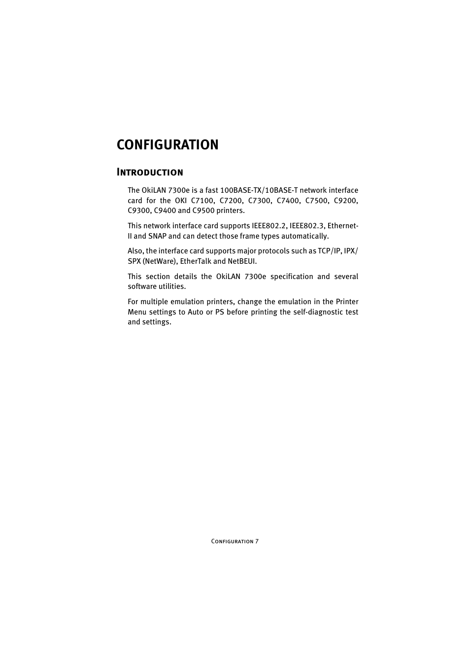 Configuration, Introduction | Oki 7300e User Manual | Page 8 / 141