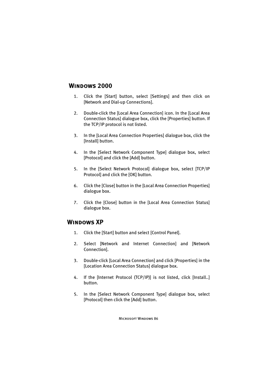 Windows 2000, Windows xp, Windows 2000 windows xp | Oki 7300e User Manual | Page 87 / 141