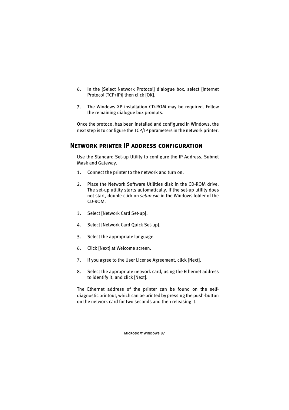 Network printer ip address configuration | Oki 7300e User Manual | Page 88 / 141