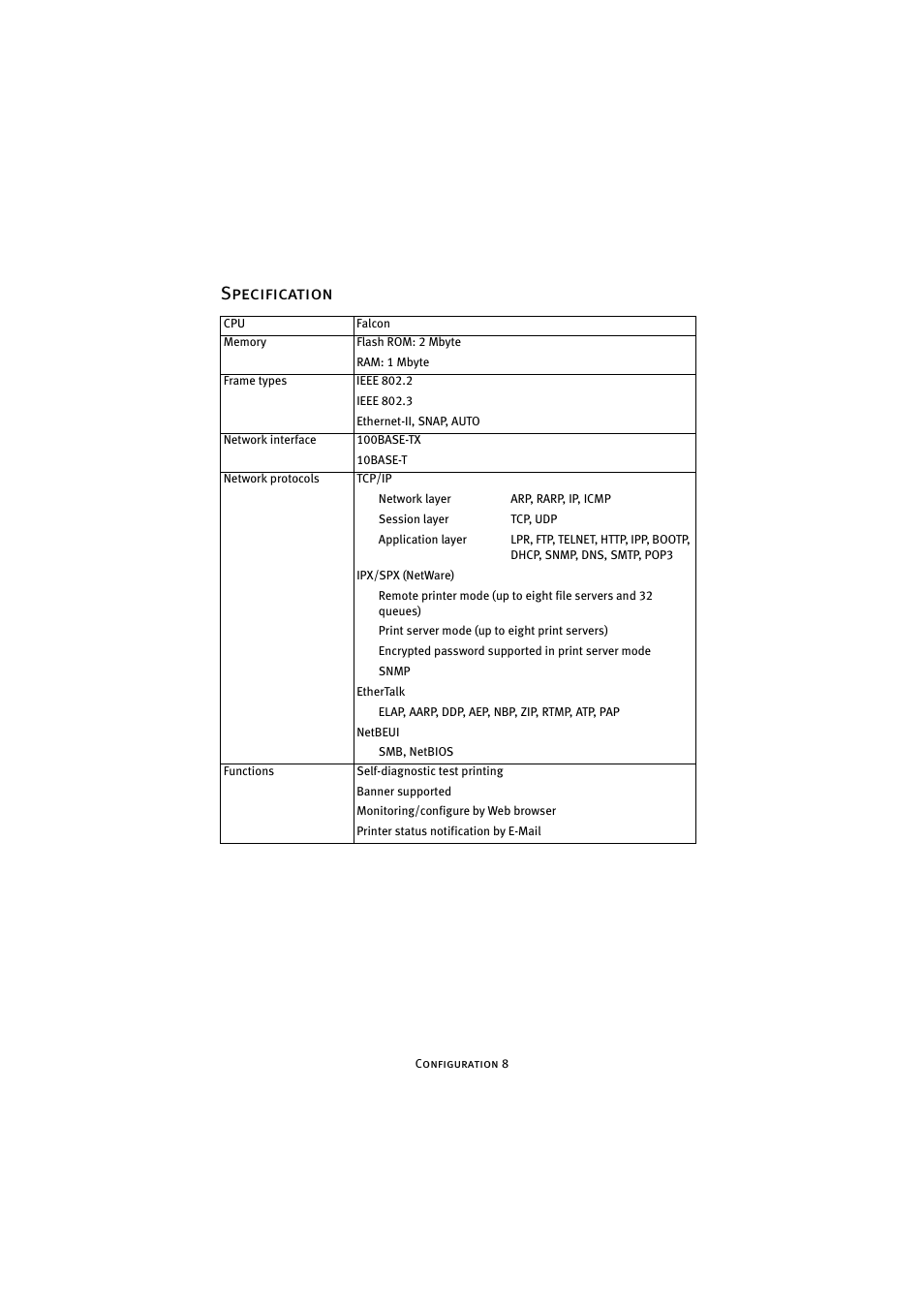 Specification | Oki 7300e User Manual | Page 9 / 141