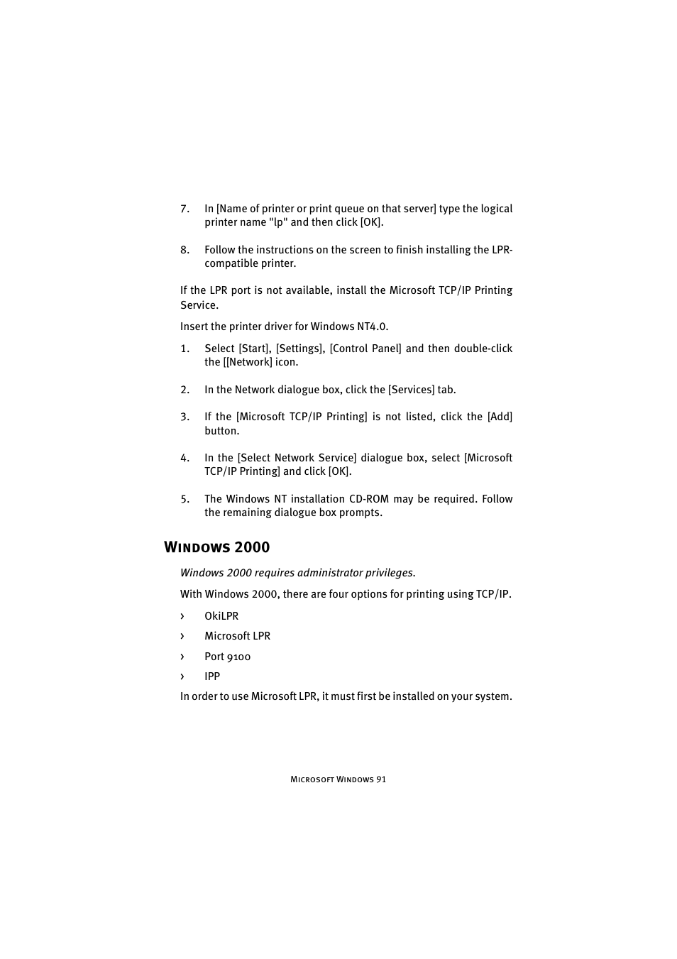 Windows 2000 | Oki 7300e User Manual | Page 92 / 141