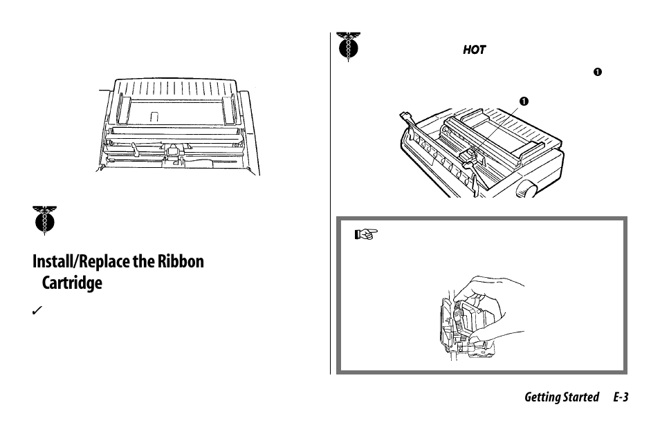 Install/replace the ribbon cartridge, Install/replace the ribbon, Cartridge | Oki 520 User Manual | Page 10 / 68