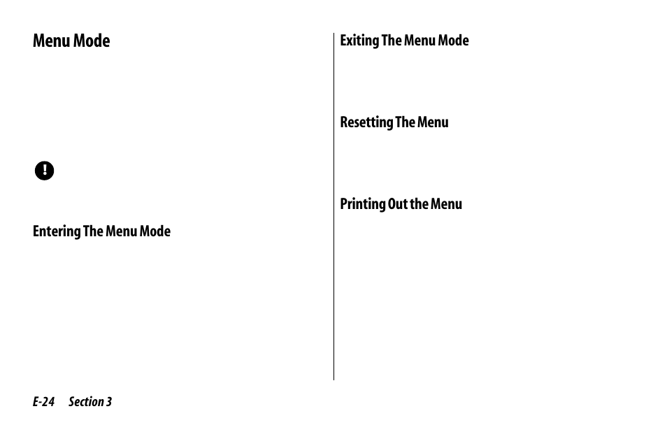 Menu mode, Entering the menu mode, Exiting the menu mode | Resetting the menu, Printing out the menu | Oki 520 User Manual | Page 31 / 68
