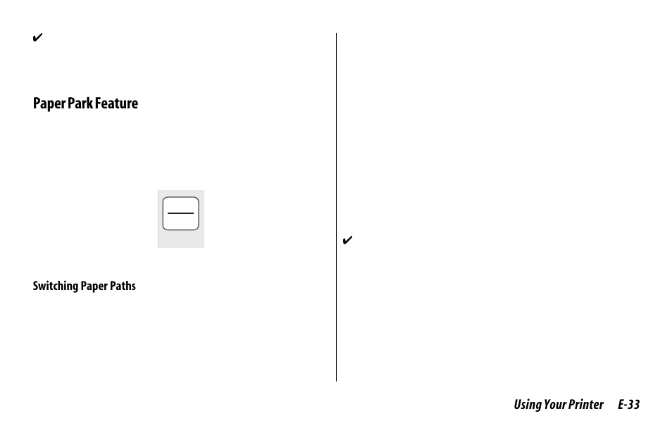Paper park feature, Using your printer e-33 | Oki 520 User Manual | Page 40 / 68