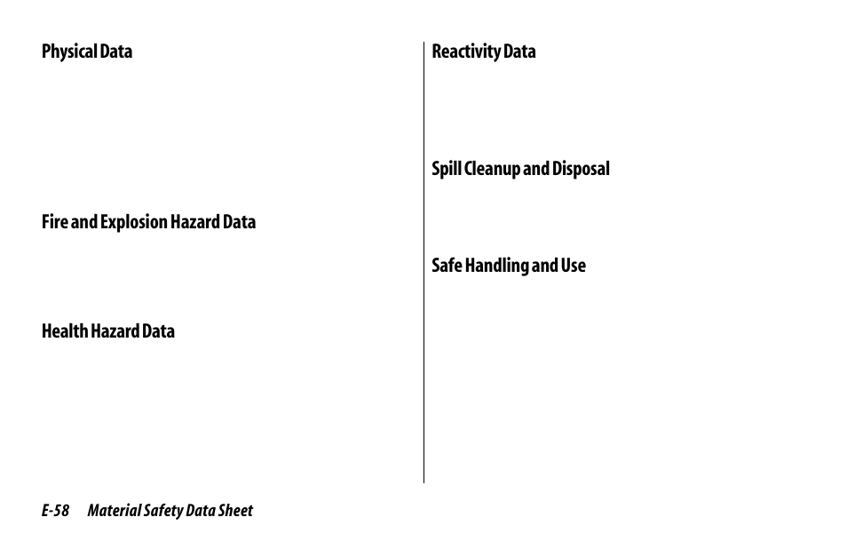 Physical data, Fire and explosion hazard data, Health hazard data | Reactivity data, Spill cleanup and disposal, Safe handling and use | Oki 520 User Manual | Page 65 / 68