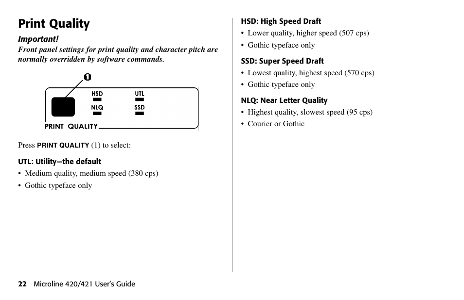 Print quality | Oki 80 Series User Manual | Page 22 / 97