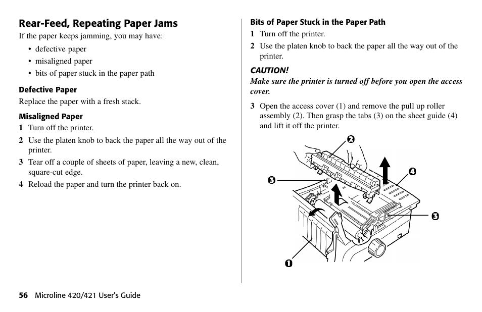 Rear-feed, repeating paper jams | Oki 80 Series User Manual | Page 56 / 97