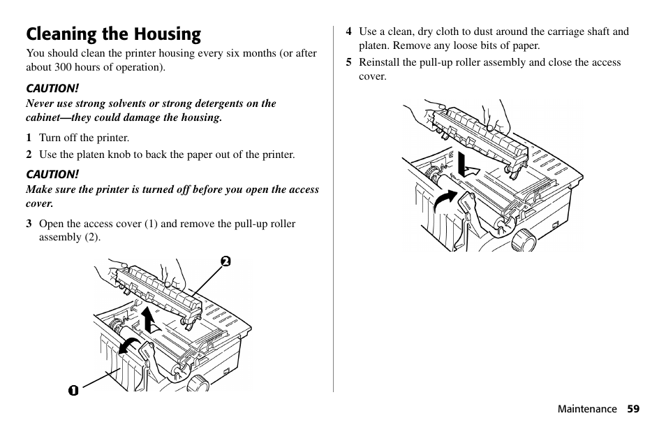 Cleaning the housing | Oki 80 Series User Manual | Page 59 / 97