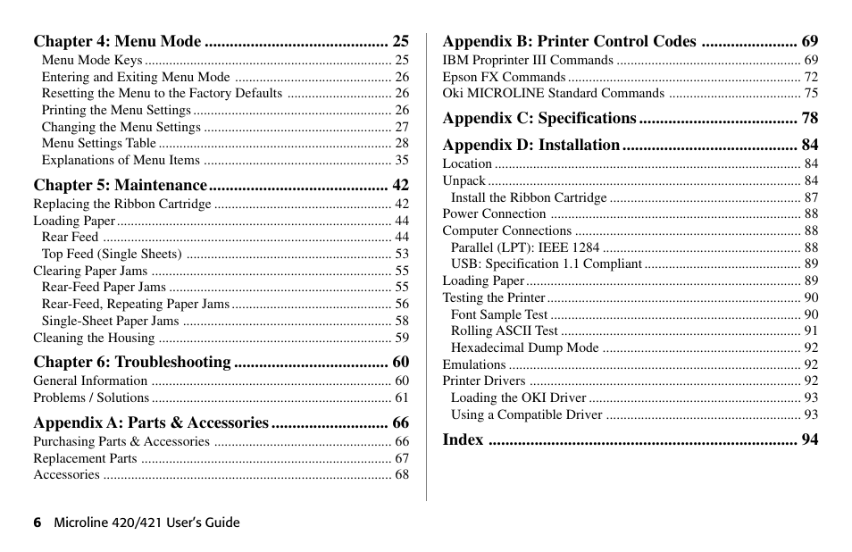 Oki 80 Series User Manual | Page 6 / 97