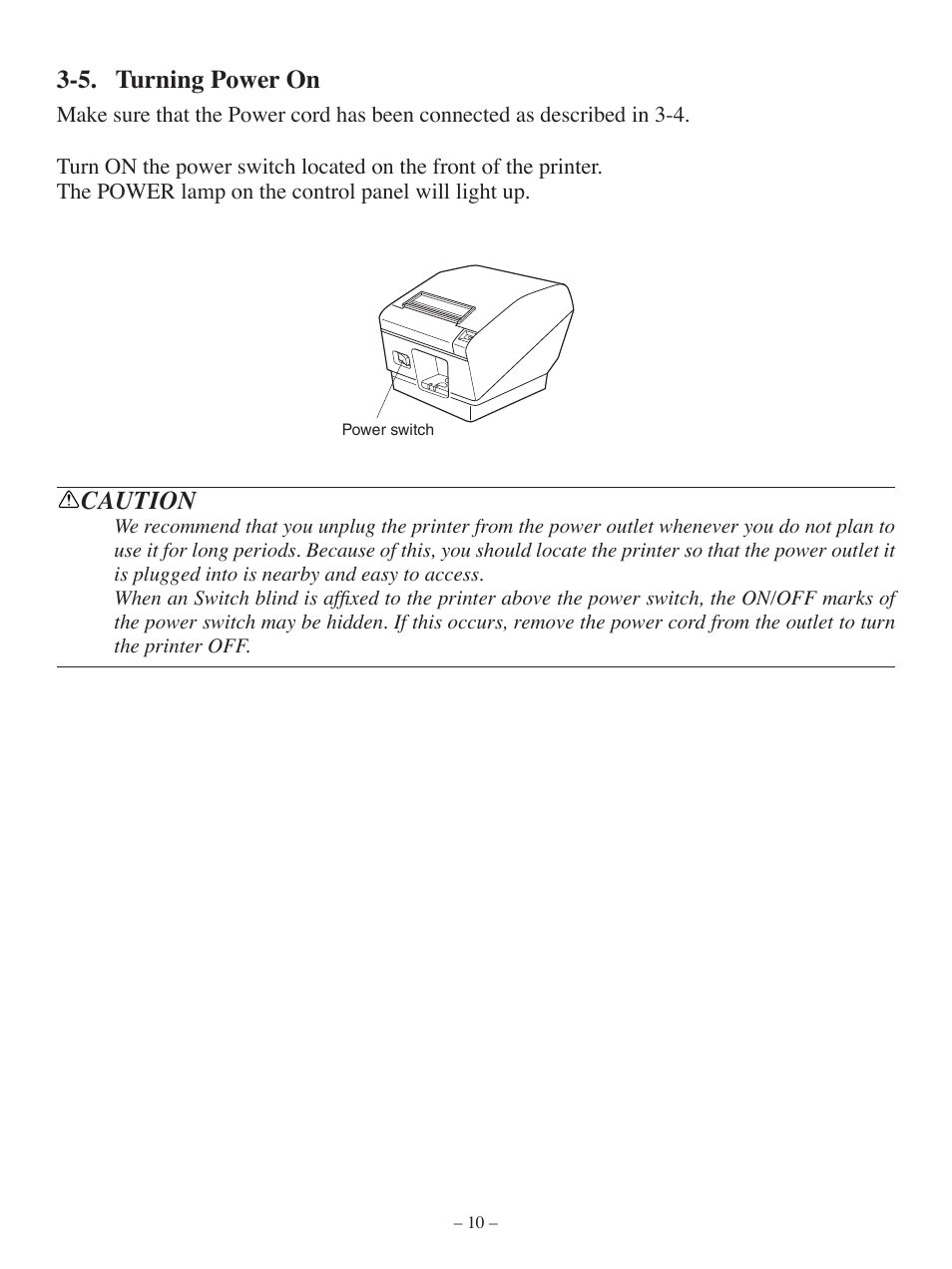 5. turning power on, Caution | Oki Pos 407II User Manual | Page 14 / 65