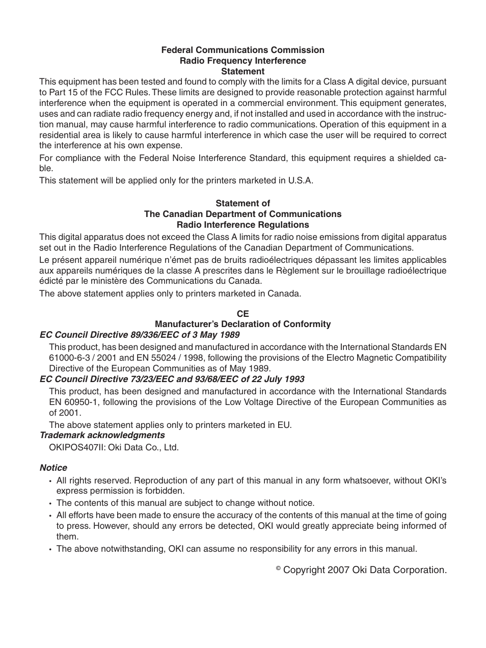 Oki Pos 407II User Manual | Page 2 / 65