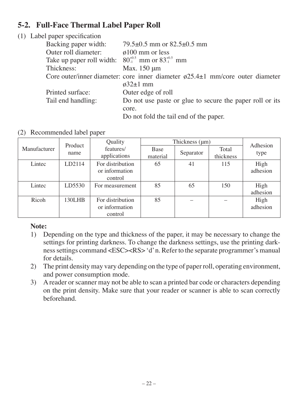 2. full-face thermal label paper roll | Oki Pos 407II User Manual | Page 26 / 65