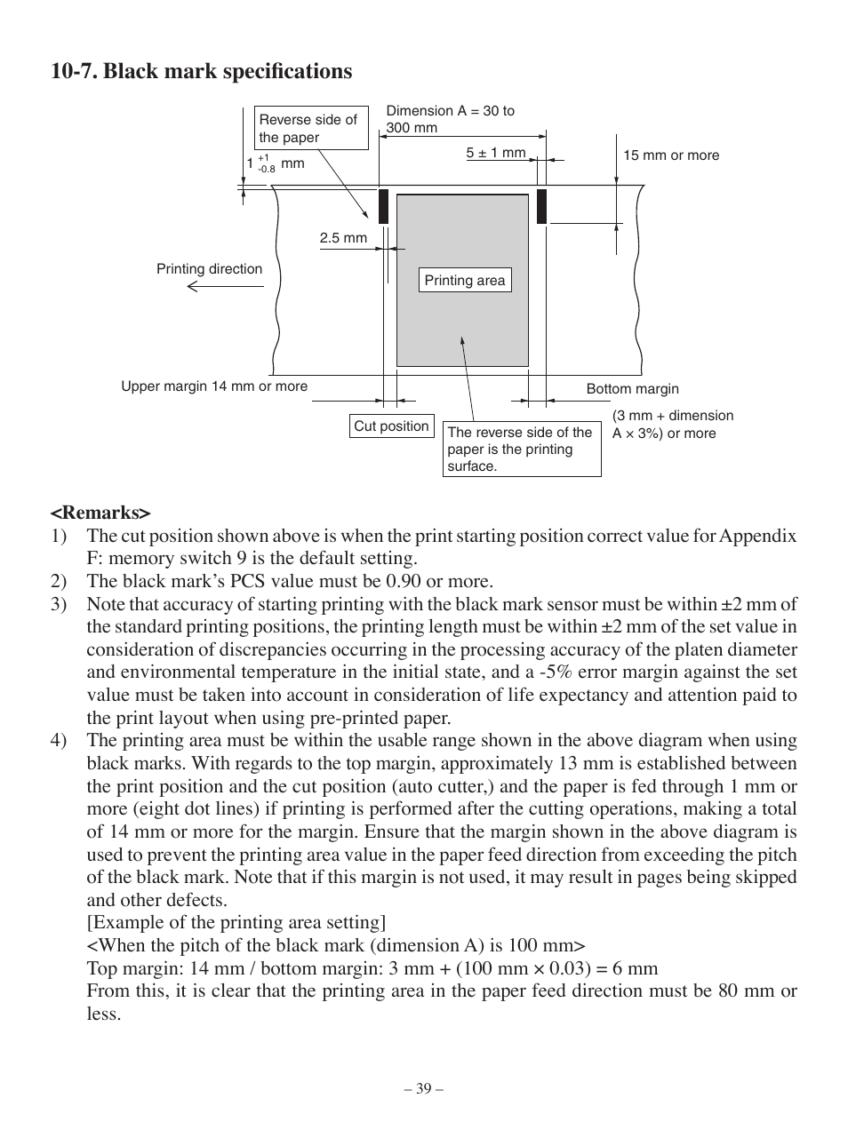 7. black mark specifications | Oki Pos 407II User Manual | Page 43 / 65