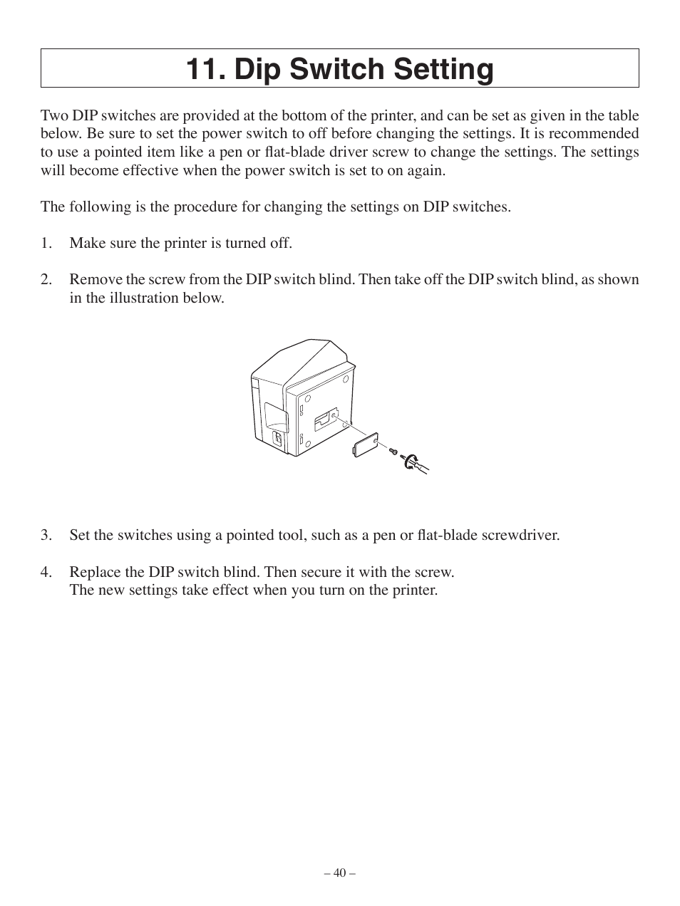Dip switch setting | Oki Pos 407II User Manual | Page 44 / 65