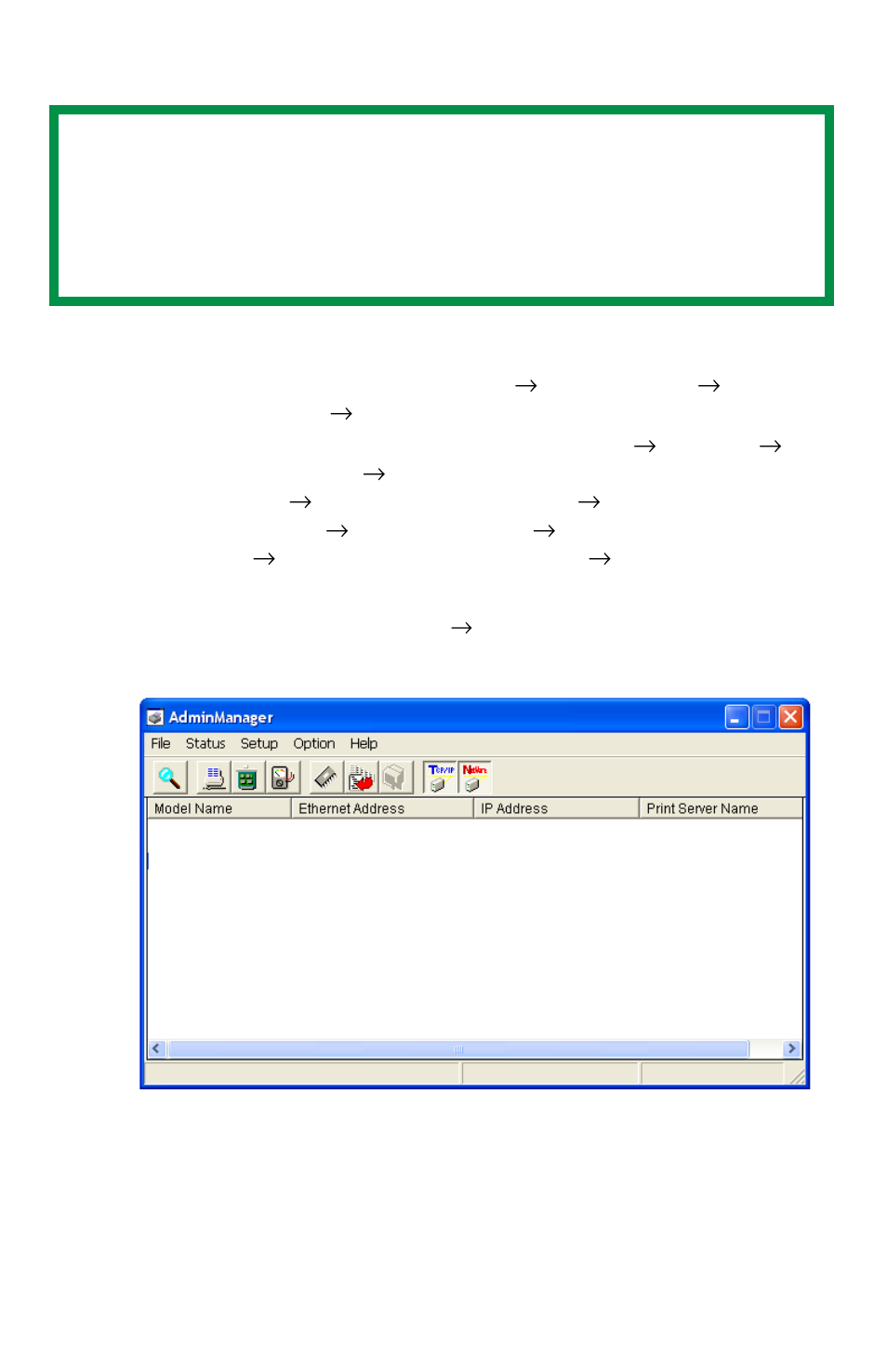 Configuration using adminmanager | Oki LAN 510W User Manual | Page 16 / 44