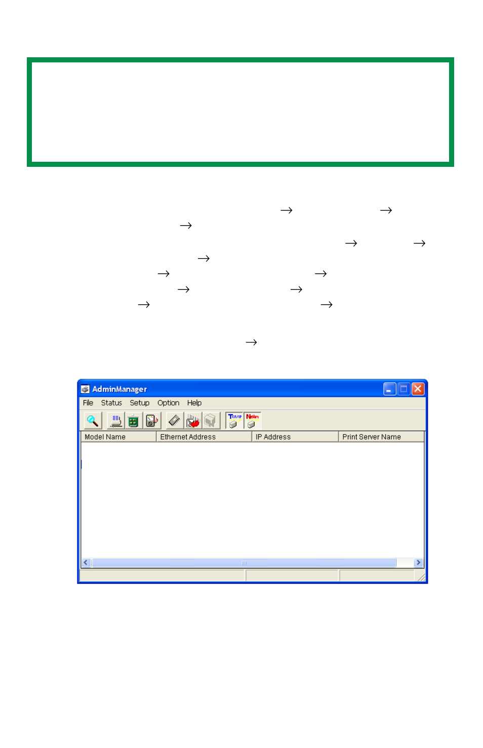 Configuration using adminmanager | Oki LAN 510W User Manual | Page 30 / 44