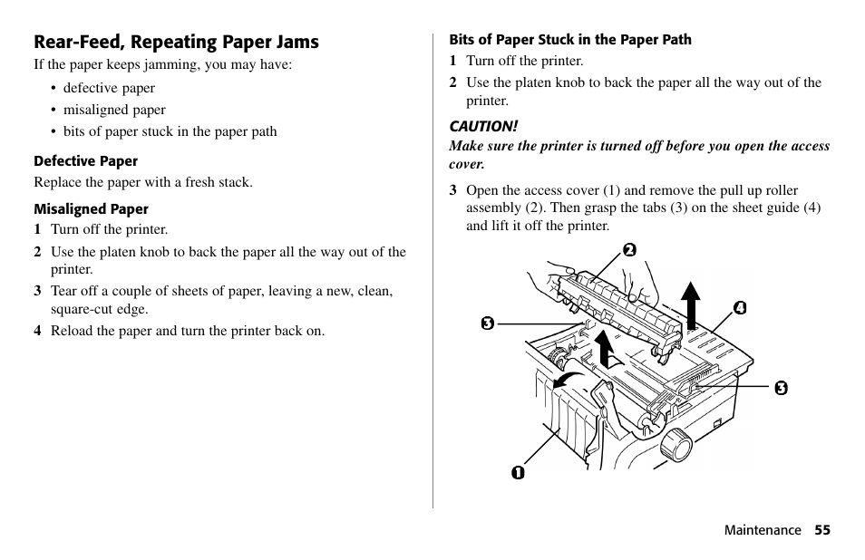 Rear-feed, repeating paper jams | Oki 490 User Manual | Page 55 / 94