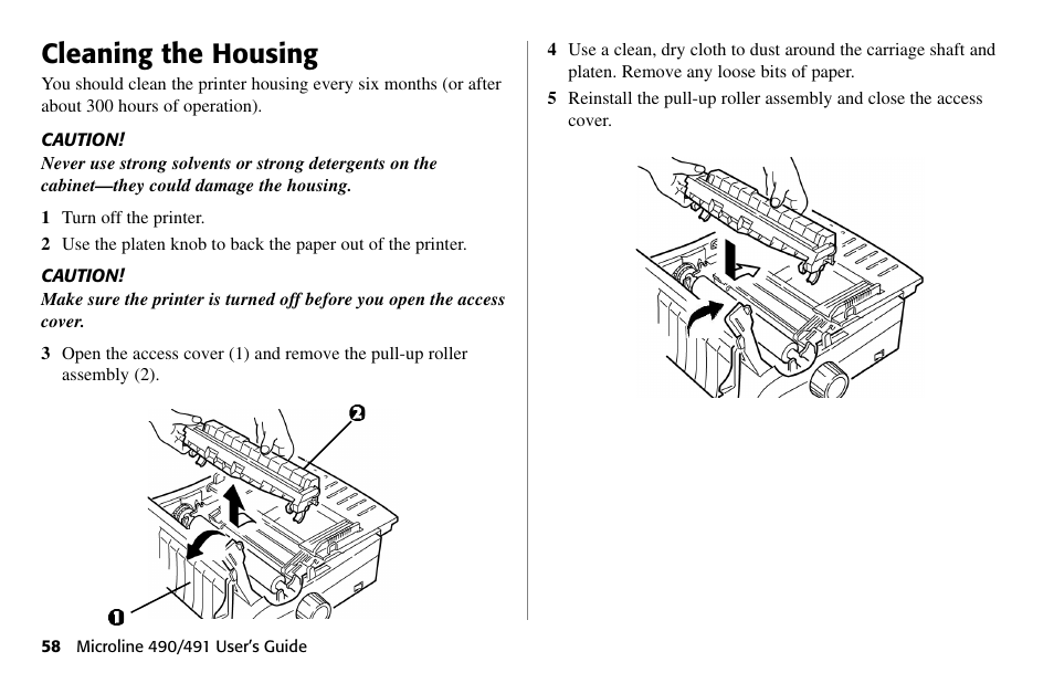Cleaning the housing | Oki 490 User Manual | Page 58 / 94