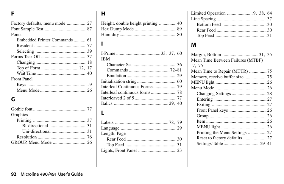 Oki 490 User Manual | Page 92 / 94