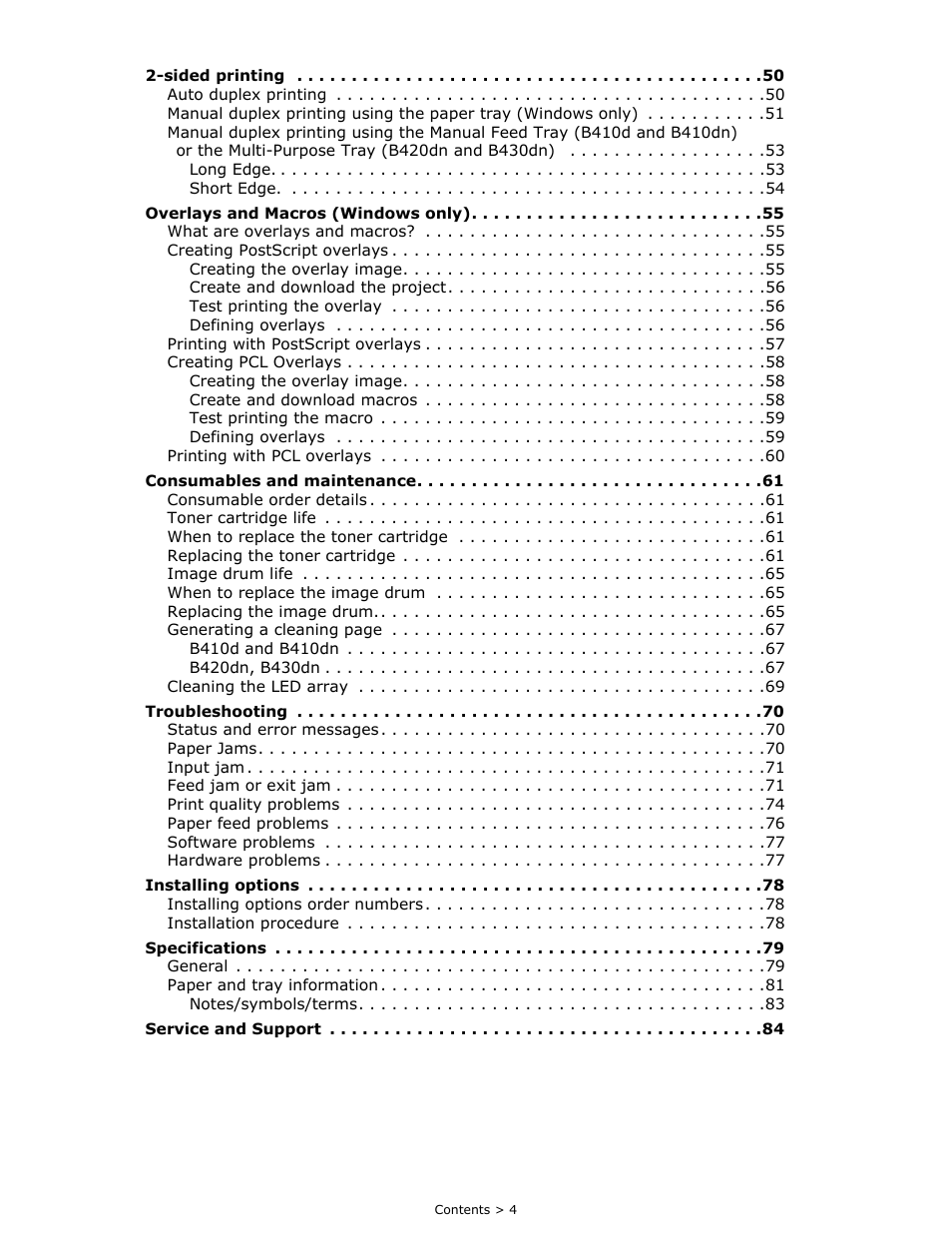 Oki B 410dn User Manual | Page 4 / 84