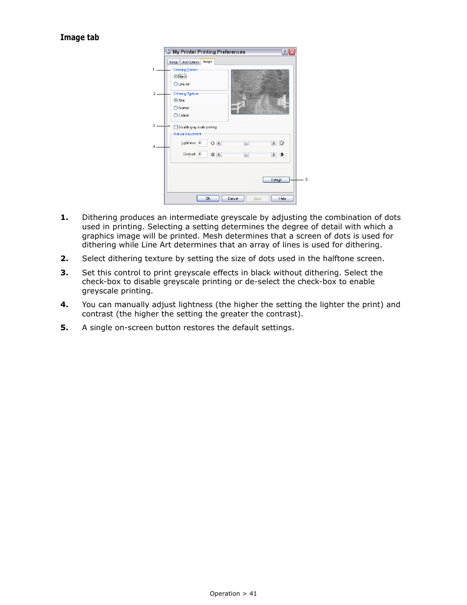 Image tab | Oki B 410dn User Manual | Page 41 / 84