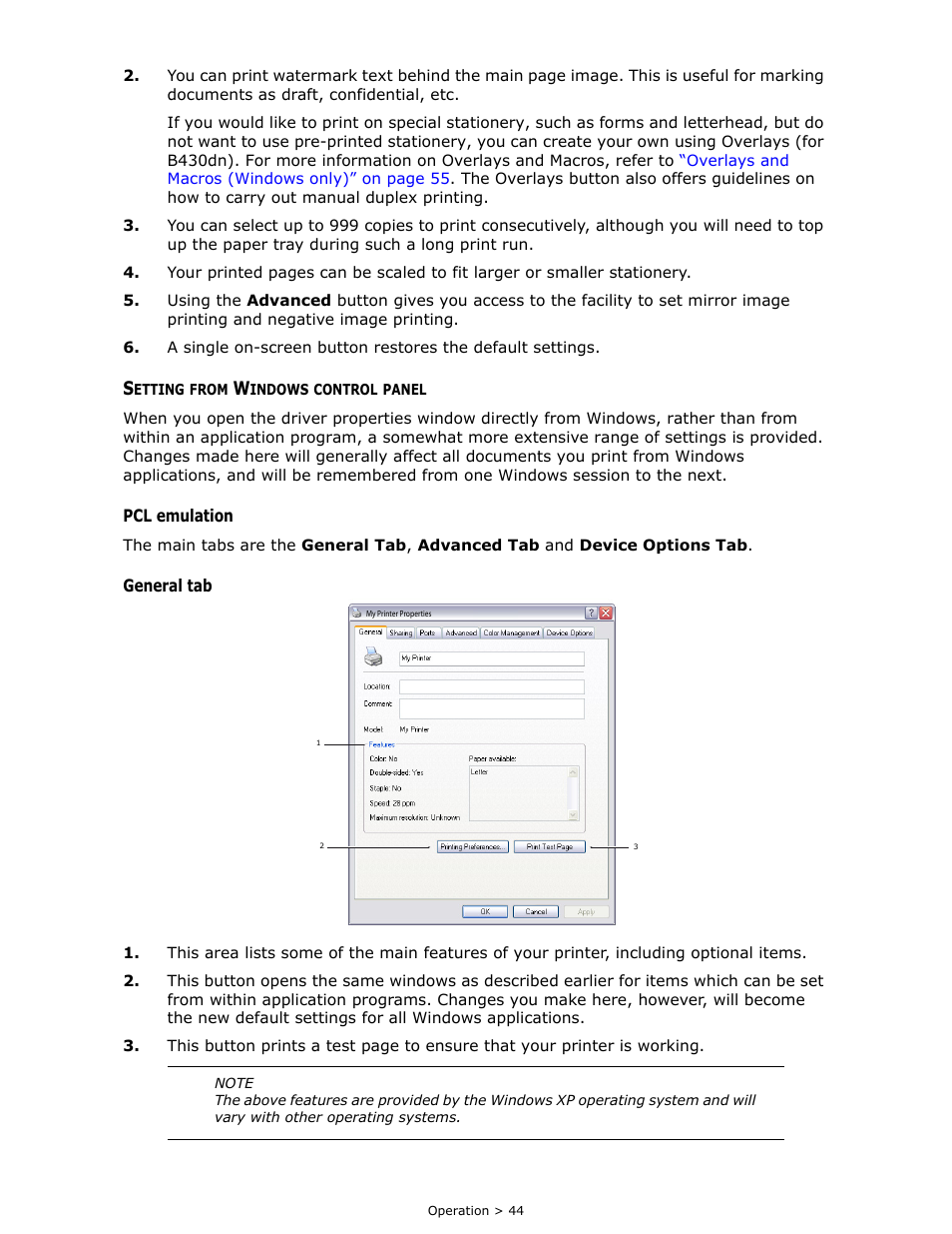 Setting from windows control panel | Oki B 410dn User Manual | Page 44 / 84