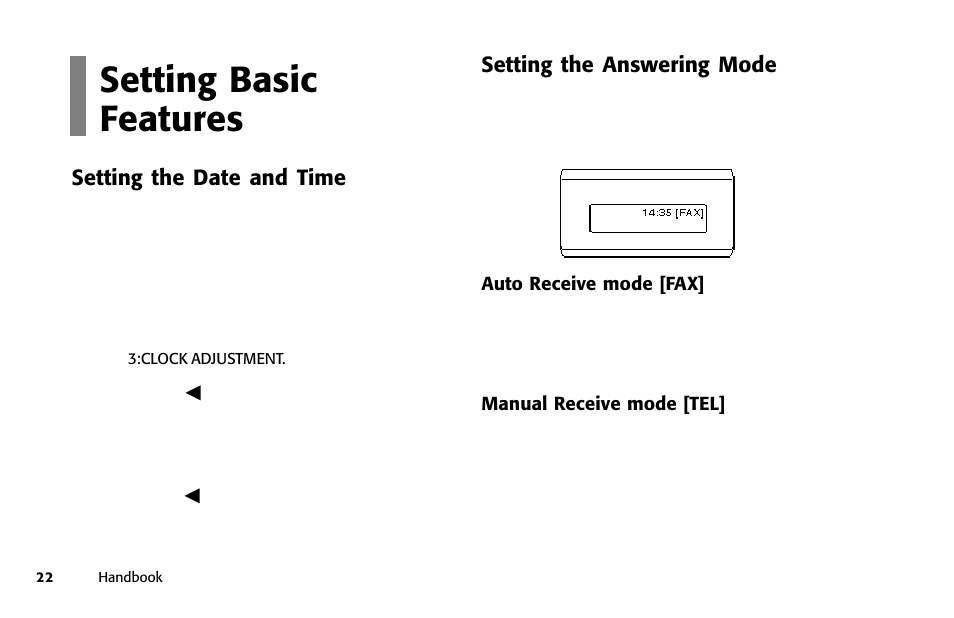 Overview setting basic features, Setting the date and time, Setting the answering mode | Oki 84 User Manual | Page 29 / 99