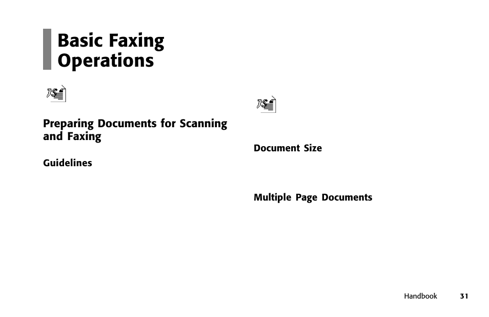 Overview basic faxing operations, Preparing documents for scanning and faxing | Oki 84 User Manual | Page 38 / 99