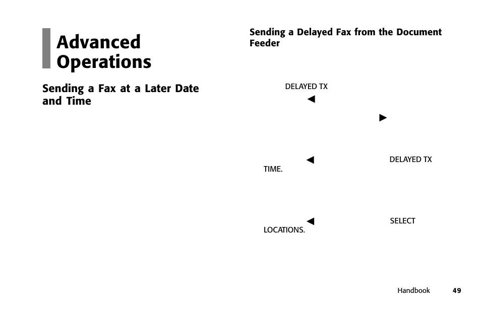 Overview advanced operations, Sending a fax at a later date and time | Oki 84 User Manual | Page 56 / 99