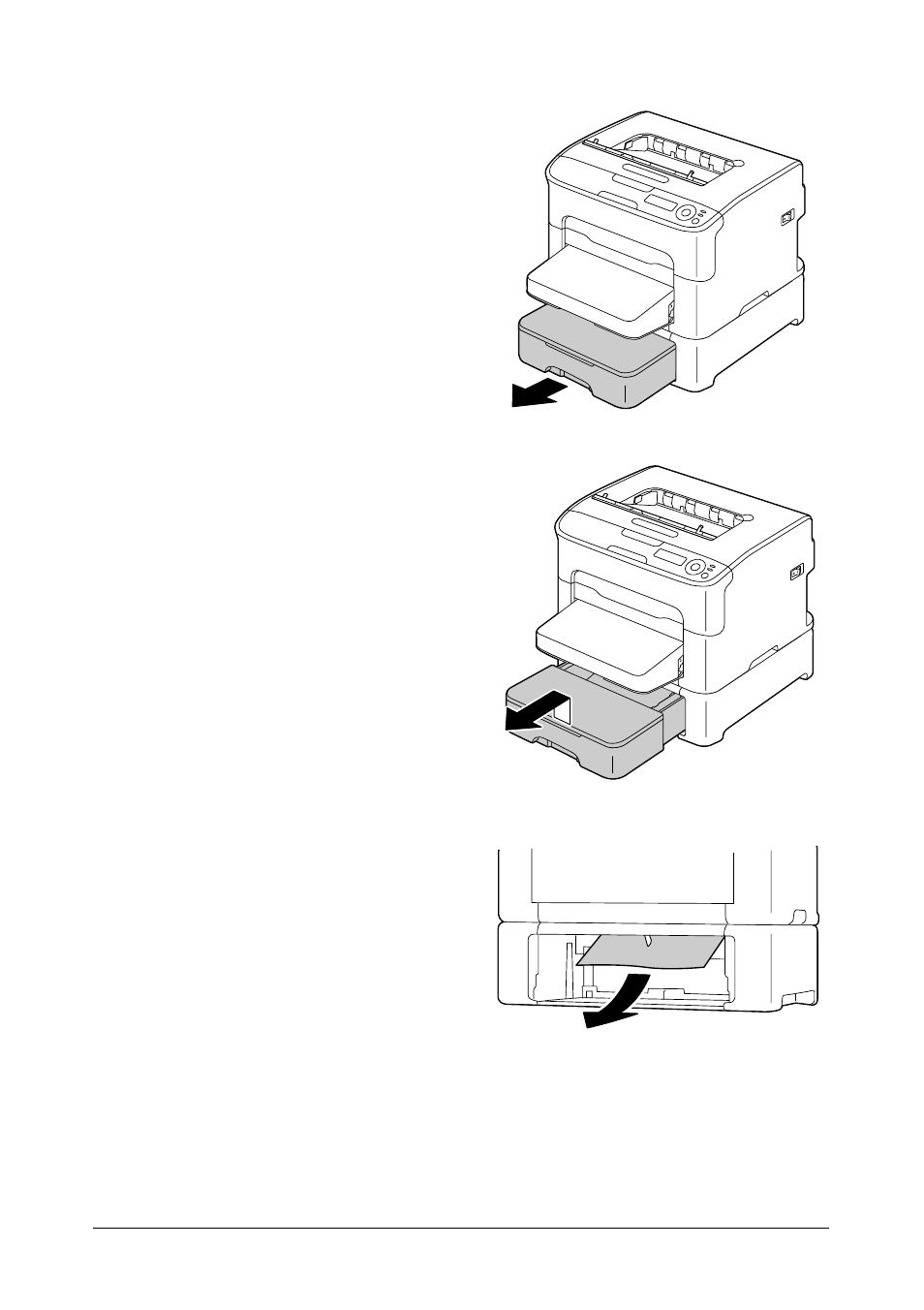 Clearing a media misfeed from tray 2 | Oki C 130n User Manual | Page 135 / 172