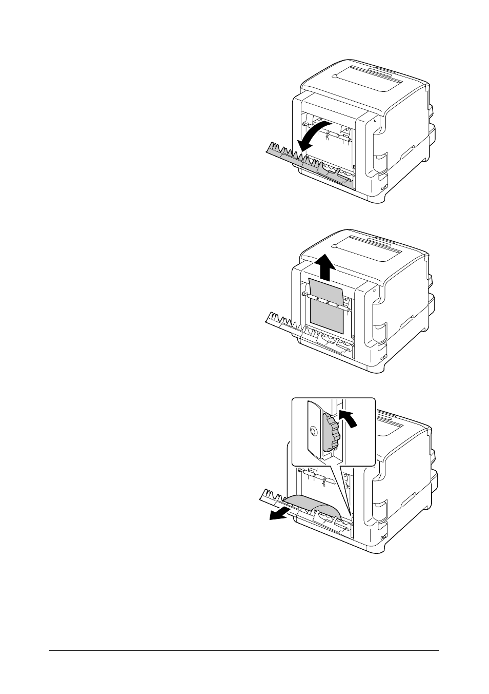 Clearing a media misfeed from the duplex option | Oki C 130n User Manual | Page 138 / 172